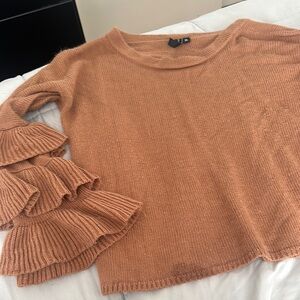 H&M Rust Sweater with Ruffled Sleeves